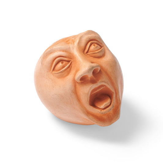 humorous orange panicking head sculpture for desktop