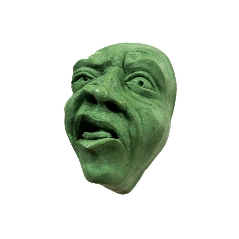 Wall-Hanging Decor | Concrete Sculpture | Disgusted Face | Green