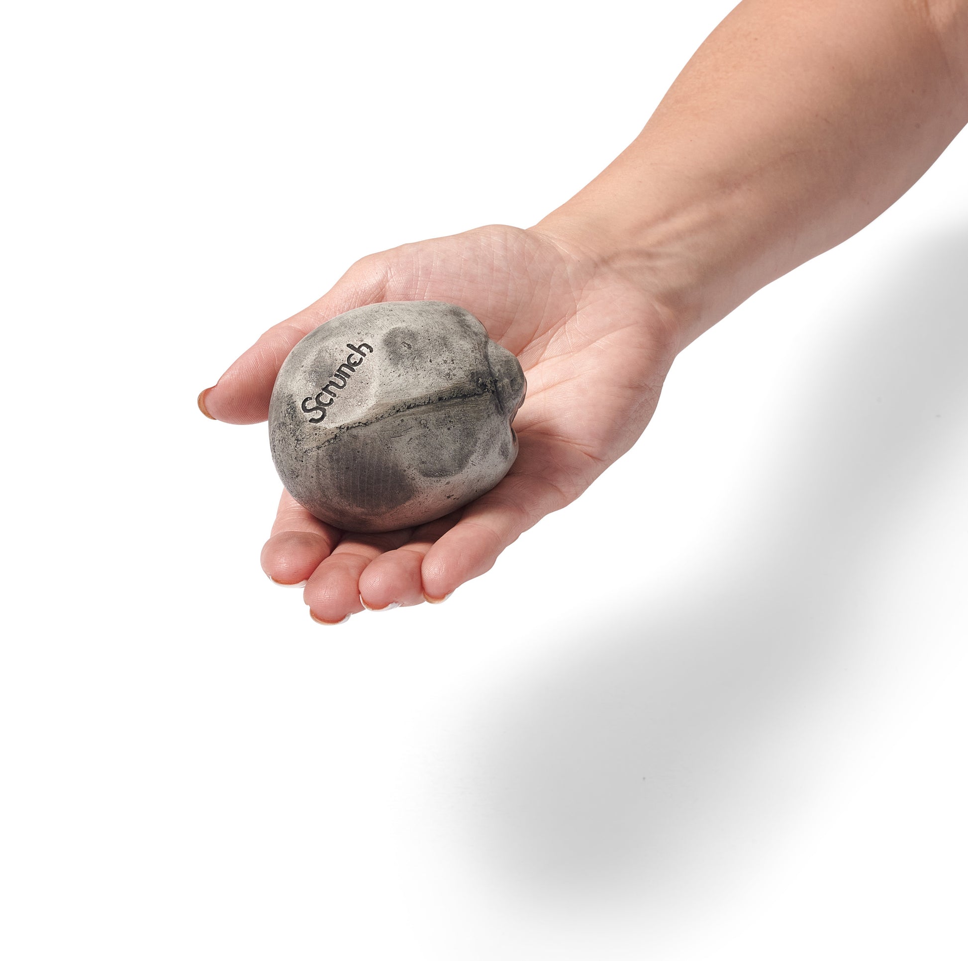 hand holding concrete scrunch head