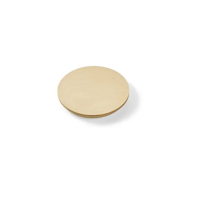 A small round wood glider, the base that a Wonderscape tray sits on.